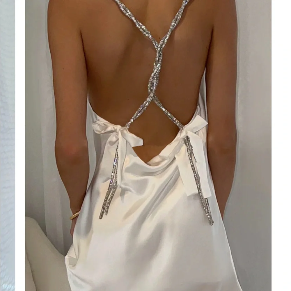 Elegant Cream Satin Slip Dress - Picture 2 of 5